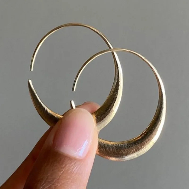 18K Gold Plated Crescent-Shaped Hoop Earrings