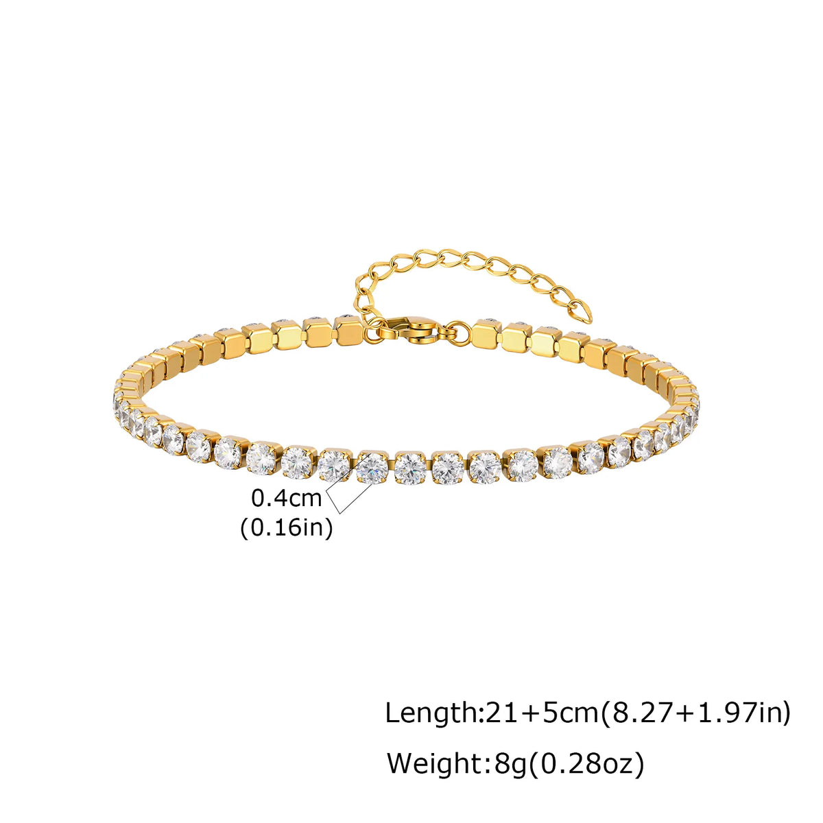 18K Gold Plated Stainless Steel Cubic Zirconia Tennis Anklet