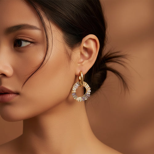 2 in 1 Elegant Colorful Zircon Earrings
