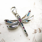 925 Sterling Silver Dragonfly Multicolor Zircon Charm Pendant Bracelet