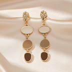 Elegant Gold-Plated Oil-Drip Stud Earrings in Alloy