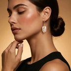 Gold Tone Copper Earrings with Faux Pearls & Zircons